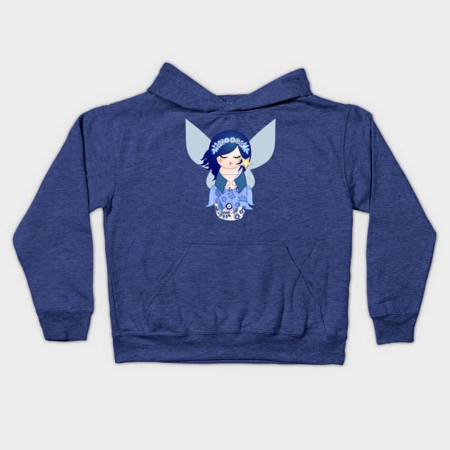 Kokeshi Blue fairy Kids Hoodie by Pendientera